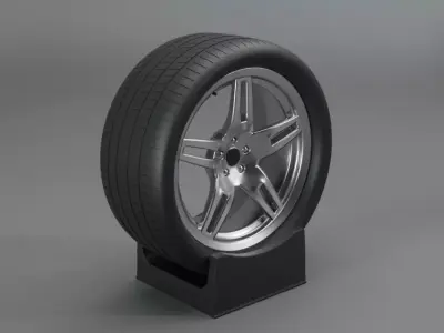 Realistic Car Wheel Low-poly 3D model