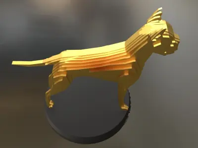 Parametric German Boxer Dog Low-poly 3D model