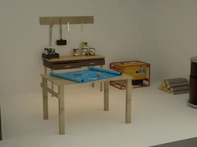 Workshop generator in wooden box 3D model