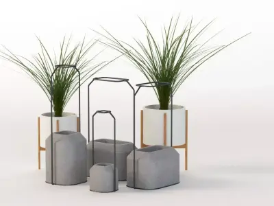 Scadpad Mini Planters Group for Table Top Centerpiece Decoration 3D model