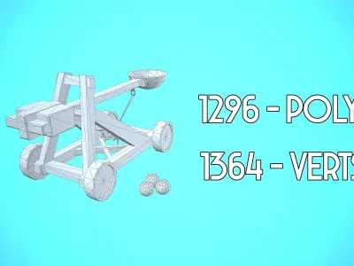 CATAPULT MEDIEVAL CARTOON STYLIZED Low-poly 3D model