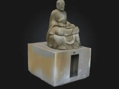 Seated Stone Monk Meditative Sculpture 3D model