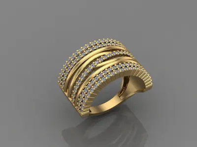 STL 3DM Print Ready Women Diamond Ring Lightweight Printable  3D print model 76