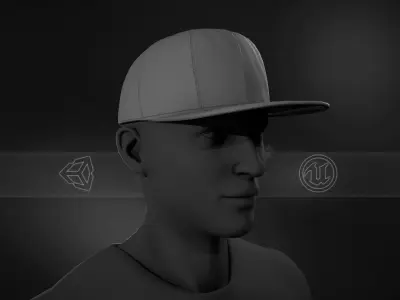 Gray Snapback Cap Low-poly 3D model
