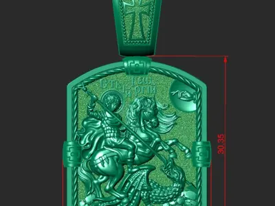 ORTHODOX PENDANT WITH ST GEORGE THE VICTORIOUS Printable Model 3D print model