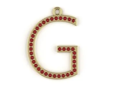 Letter G Diamond Pendant Gold Silver Platinum Luxury Jewelry 3D print model