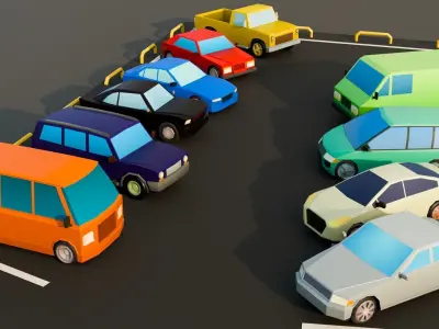 Low poly cars kit Low-poly 3D model