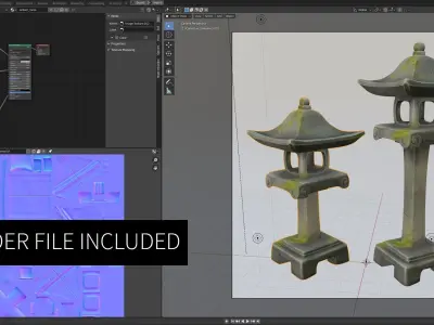 Japanese Stone Lanterns Low-poly 3D model