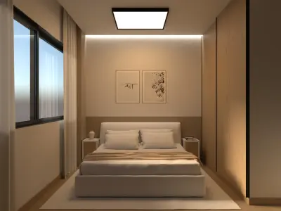 Living Room with Bedroom and Bathroom Interior 3D model