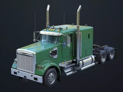 Heavy Truck Chassis 07 Blue and Green All PBR Textures Low-poly 3D model