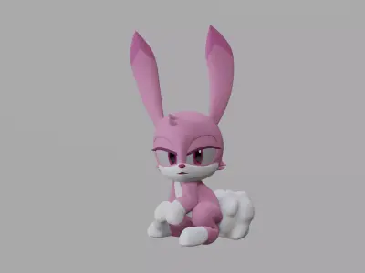 Pink Bunny Sega Low-poly 3D model