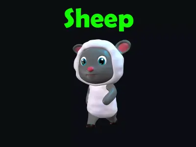 Cartoon Sheep Animated Low-poly 3D model