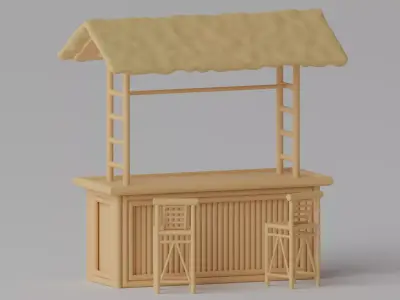 Tropical Bamboo Beach Bar Tiki 3D model