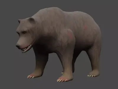 Grizzly Bear Low-poly 3D model 2
