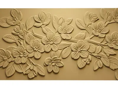 modern panel wall decor set relief stl mural CNC 284 3D model