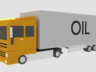 Truck oil tanker Low-poly 3D model