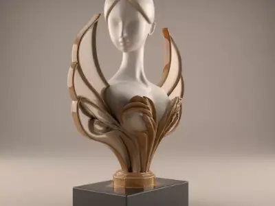 Elegant Woman Bust STL Modern Art 3D Print for Decor 3D print model