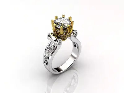 Engagement Luxury Ring With Diamonds 3D Print Model 3D print model