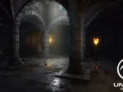 Modular Medieval Dungeon Game Ready Low-poly 3D model