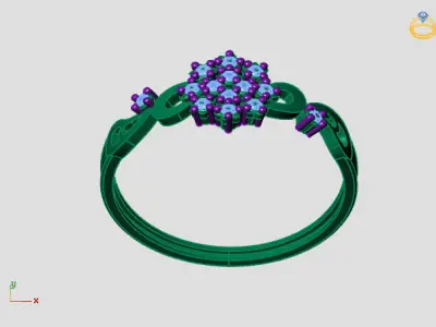 Women Ring Diamond Stone STL 3DM Lightweight Printable 3D print model 75