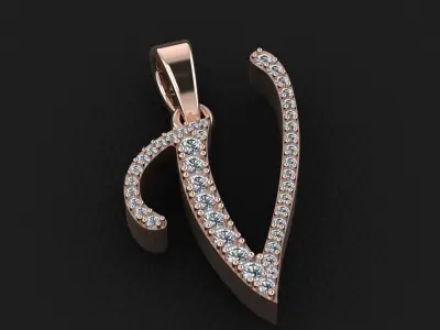 letter V pendant 3D print model