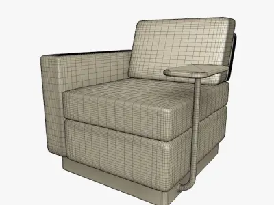 White Leather Armchair 3D model