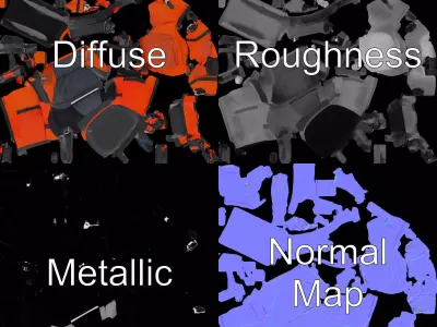 Bright Orange Backpack model pack Low-poly 3D model