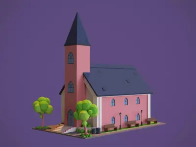 Church Low-poly 3D model 3