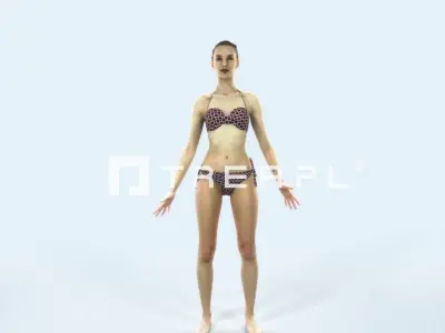 Beauty L Beach Animated Rigged Sports Woman Low-poly 3D model