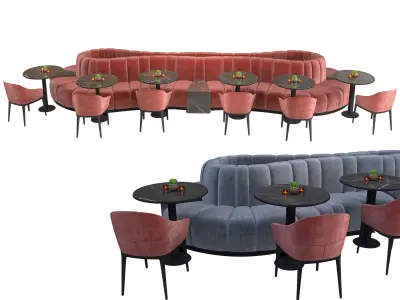 Restaurant Cafe Sofa Tableware Part7 - 12 colors big sofa set 3D model