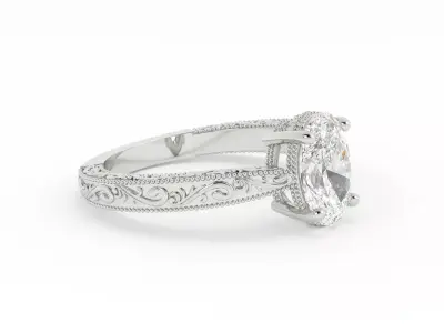 One Carat Oval Retro Style Ring 3dm 3D print model