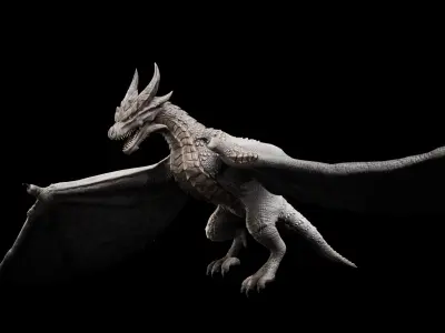 Black Wyvern Dragon Low-poly 3D model