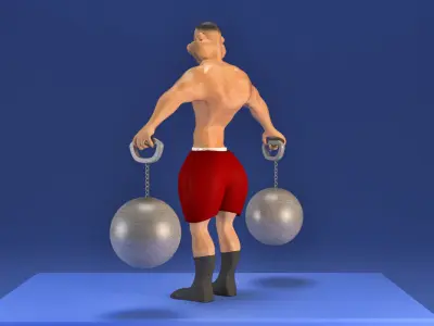 Toon Muscle man 3D model