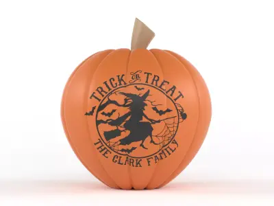 Halloween orange pumpkin with logo 3D model