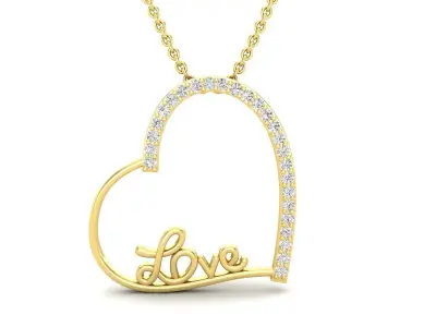Diamond love Heart pendant for woman 3D print model