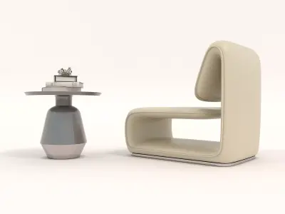 Modern Coffee Table and Armchair Set 41 3D model
