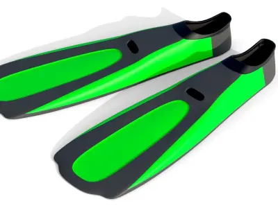 Dive Flippers Green Low-poly 3D model