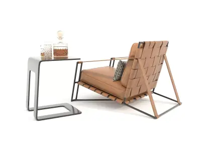 Modern Coffee Table and Armchair Set 70 3D model