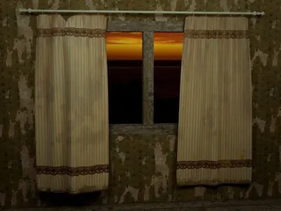 Curtains Old Low-poly 3D model