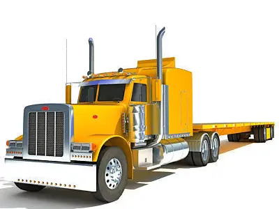 Heavy Truck with Flatbed Trailer 3D model