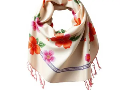 Floral Silk Scarf with Fringe model pack Low-poly 3D model