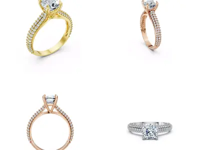 Luxury Diamond Engagement Ring CAD Design 3DM File 3D print model