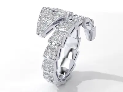 BVLGARI diamond snake ring 19mm size 3D print model
