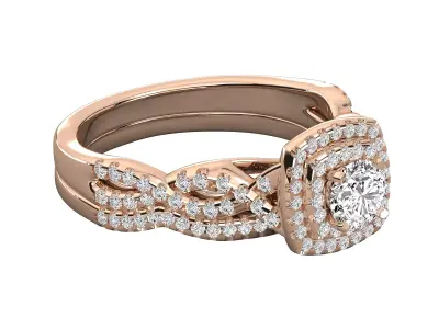 Luxury Halo Diamond Engagement Ring CAD Design STL 3DM 3D print model