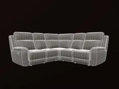 5 Seater Dark Grey Leather Power Reclining Sofa Low-poly 3D model