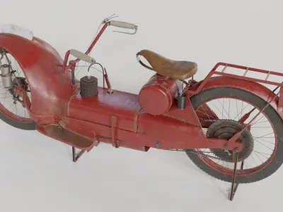 1921 Ner-a-car classic bike red PBR textured model 3D model