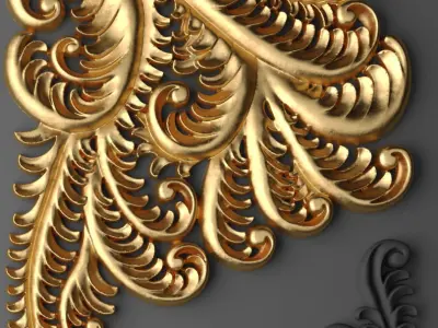 Fretwork SET 3D gold ornate design 3D model