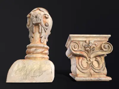 Marble Floral Garden Decoration Low-poly 3D model 3