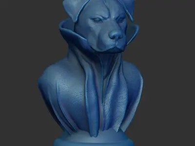 Rottweiler - Dog - with Cape and Collar on Pedestal 3D print model