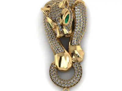 Panther pendant 3D printable for gold and silver 3D print model